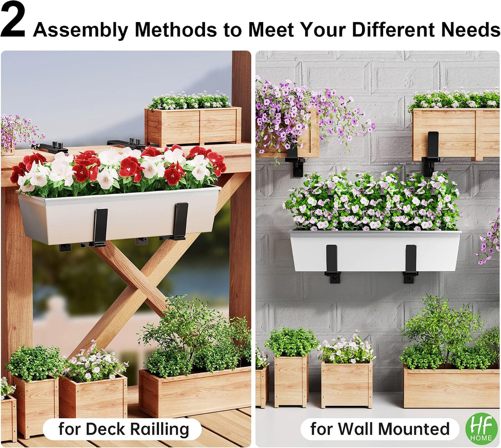HFHOME 6PCS Adjustable Planter Box Brackets, Brackets for Window Boxes Planters Hanging Flower Box Holders, Wall Mount