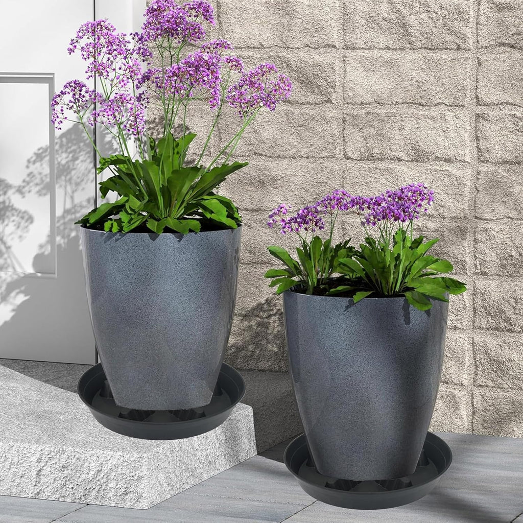 4 Pack Plant Saucer 12 inch, 8 10 14 17 inch, Plant Stand Plastic Plant Saucers for Indoors Outdoor, Heavy Duty Flower