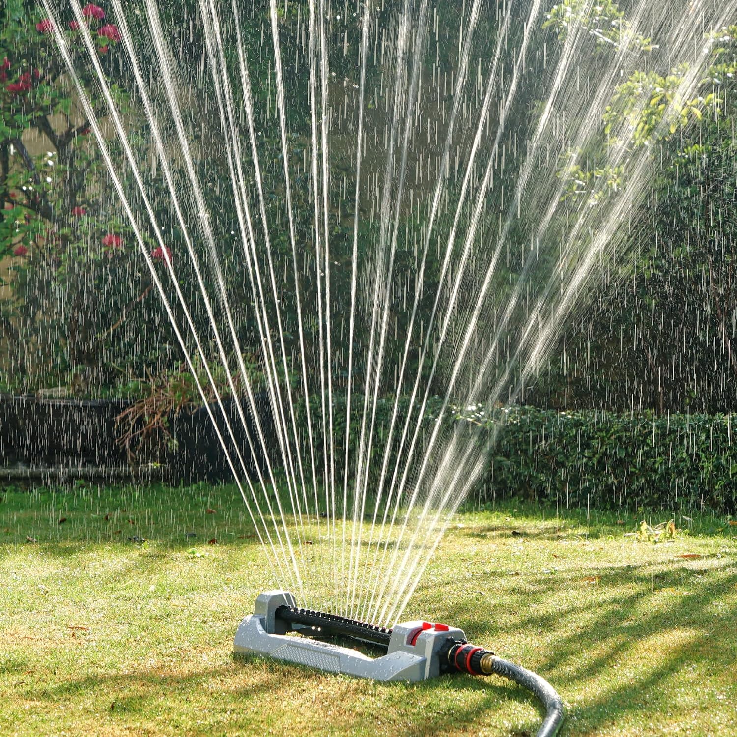 Eden 94111 Heavy Duty Metal Oscillating Sprinkler, Covers Up to 3,328 sq. ft., 20 Precision Nozzles, Flow Control