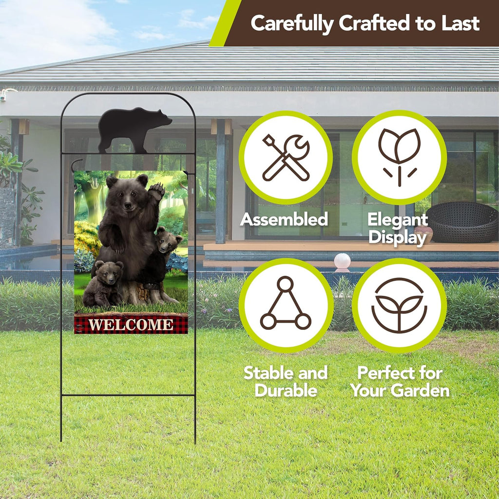 Briarwood Lane Everyday Wrought Iron Bear Garden Flag Arbor 41x15 Garden Flag Decorative Arbor