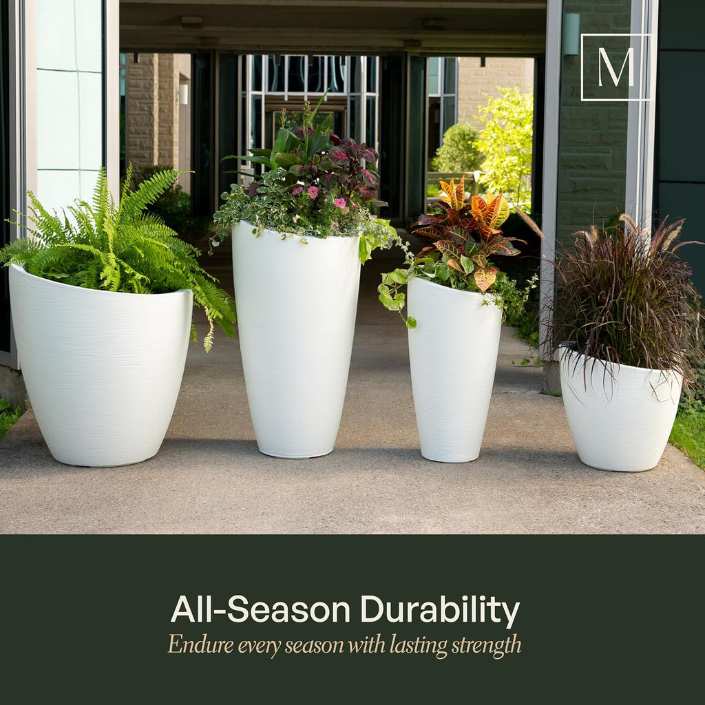 Mayne Modesto 32in Tall Round Modern Planter, Espresso | All season, Indoor/Outdoor, Double-wall design, Fade