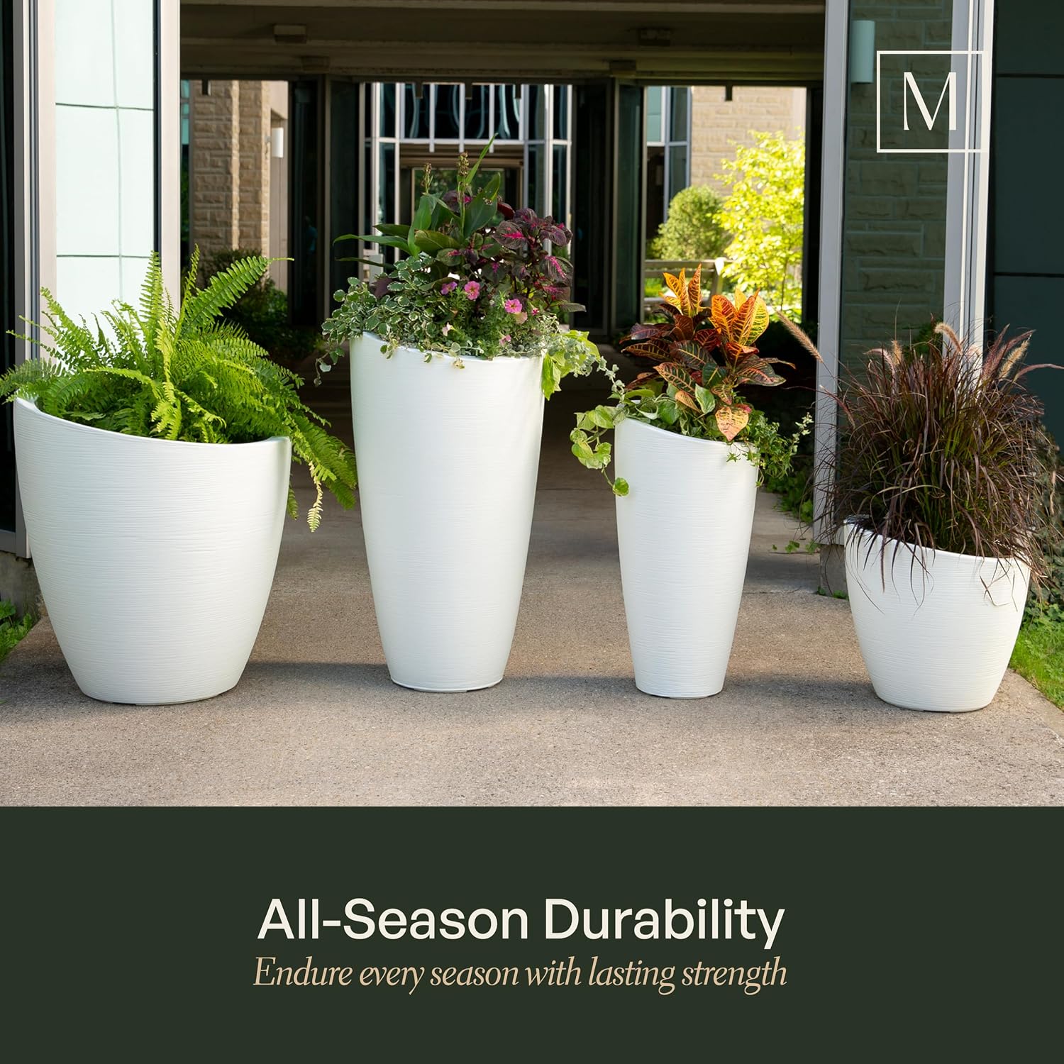 Mayne Modesto 32in Tall Round Modern Planter, Espresso | All season, Indoor/Outdoor, Double-wall design, Fade