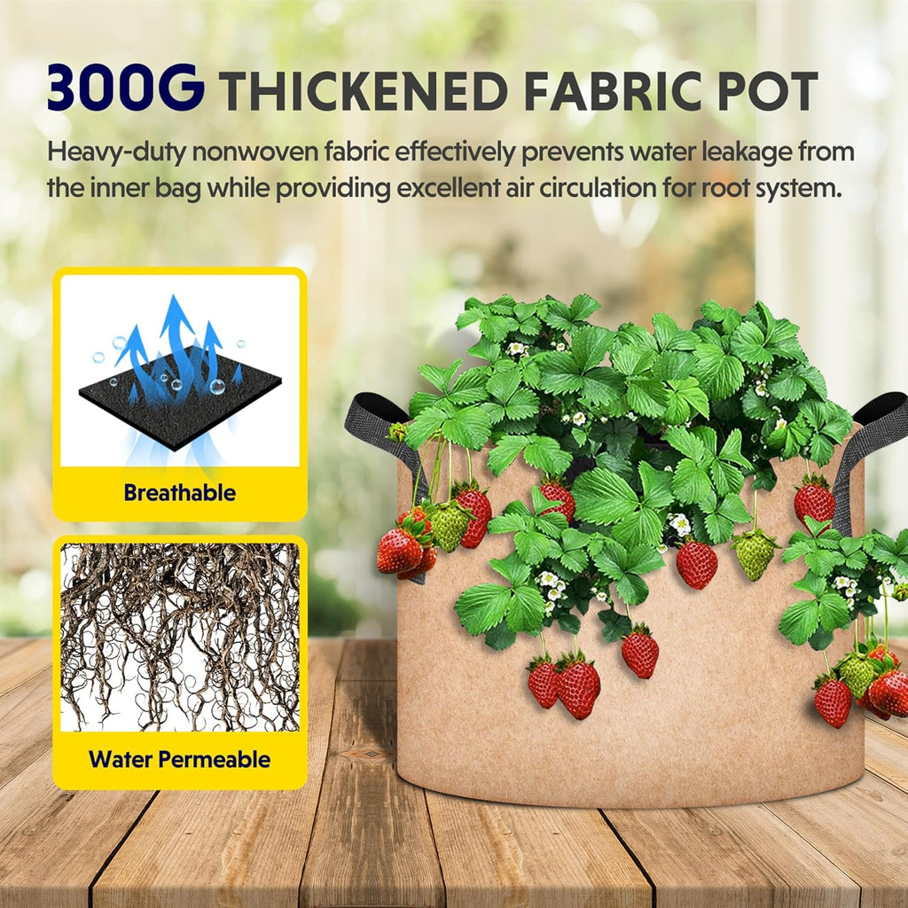 Simple Deluxe 12 Pack 7 Gallon Grow Bags, 300G Vegetable/Flower/Plant Fabric Pots with Handles, Heavy Duty Thickened
