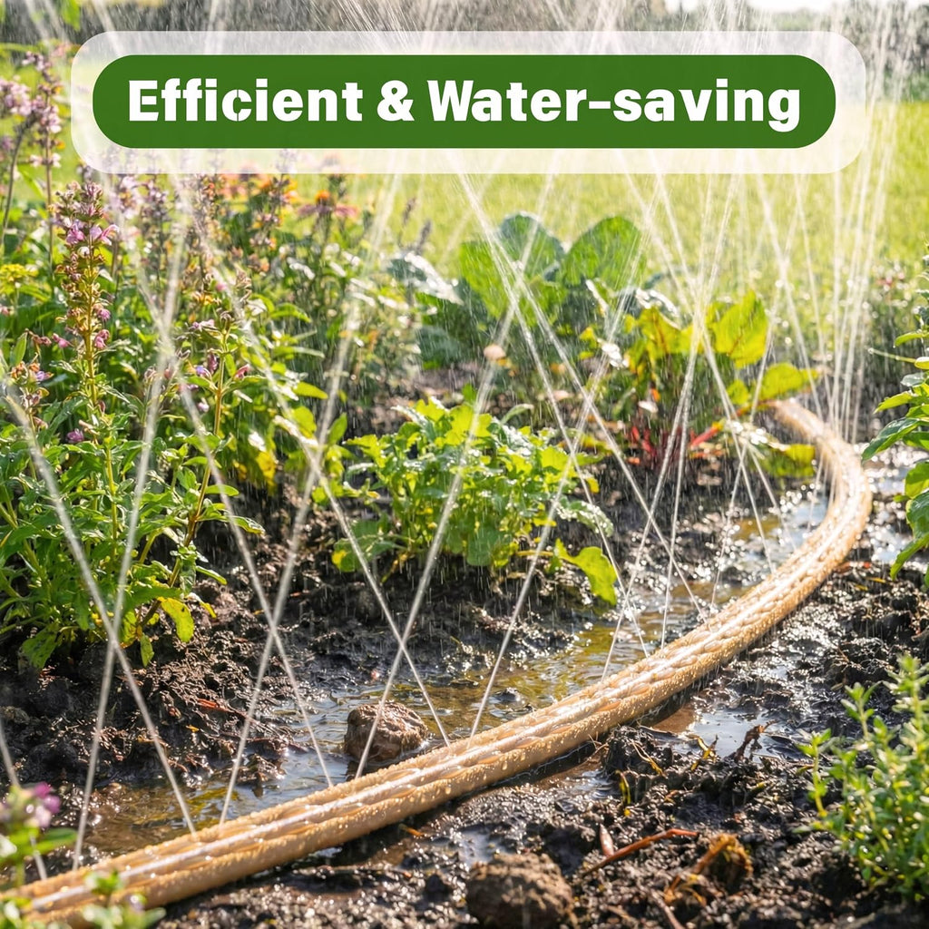 Sprinkler Hose with Holes 50 FT, Flat Sprinkler Soaker Hoses for Garden | 2-in-1 Sprinkler and Soaker Hose, Drip