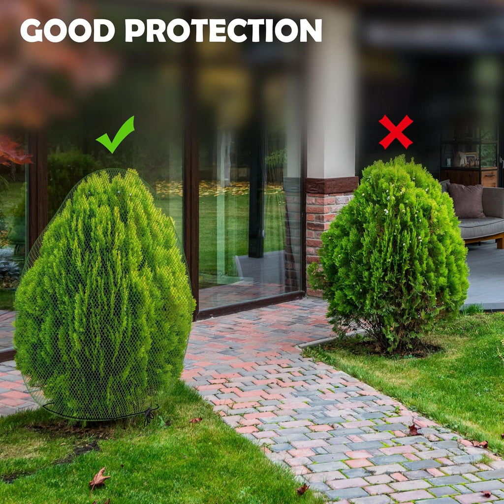 codree 3 Pcs Deer Netting for Shrubs- 7.8 x 7.8 Ft Deer Plant Netting Cover- Reusable Garden Plants Mesh Netting to
