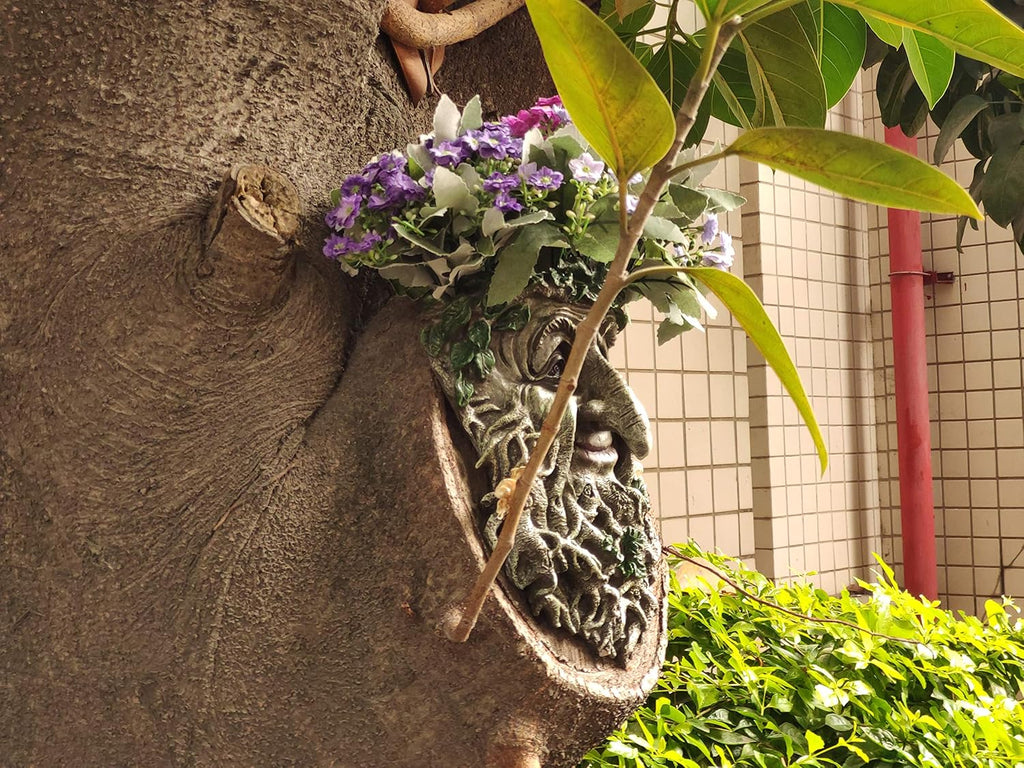 Old Man Tree Face Decor Sculpture Flower Planter Pot by Waterproof Resin, for Indoor, Outdoor, Home Decor, Garden