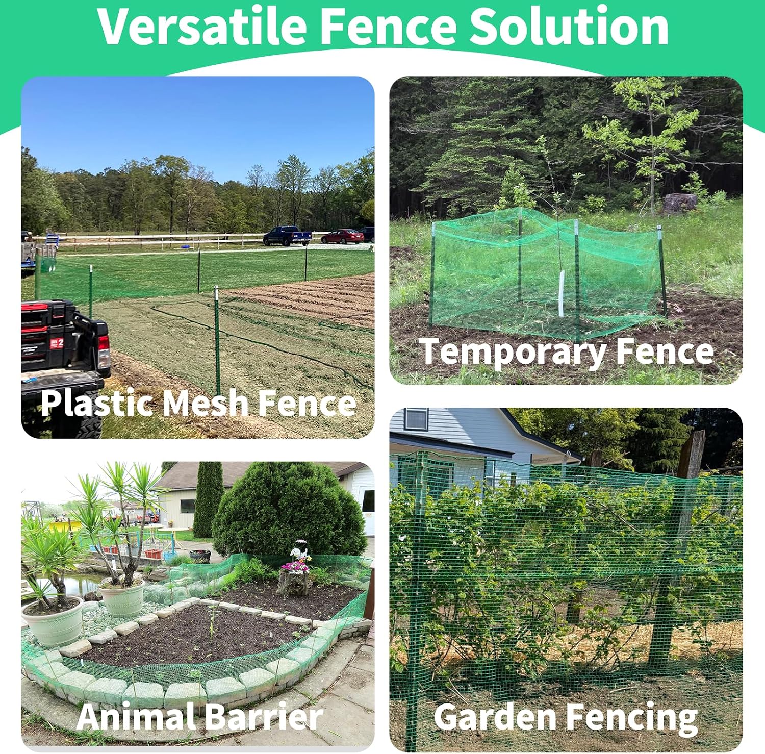 5x65ft Deer Fence Netting, Temporary Fence for Garden, Plastic Mesh Fence | Garden Fence Animal Barrier Against Deer &