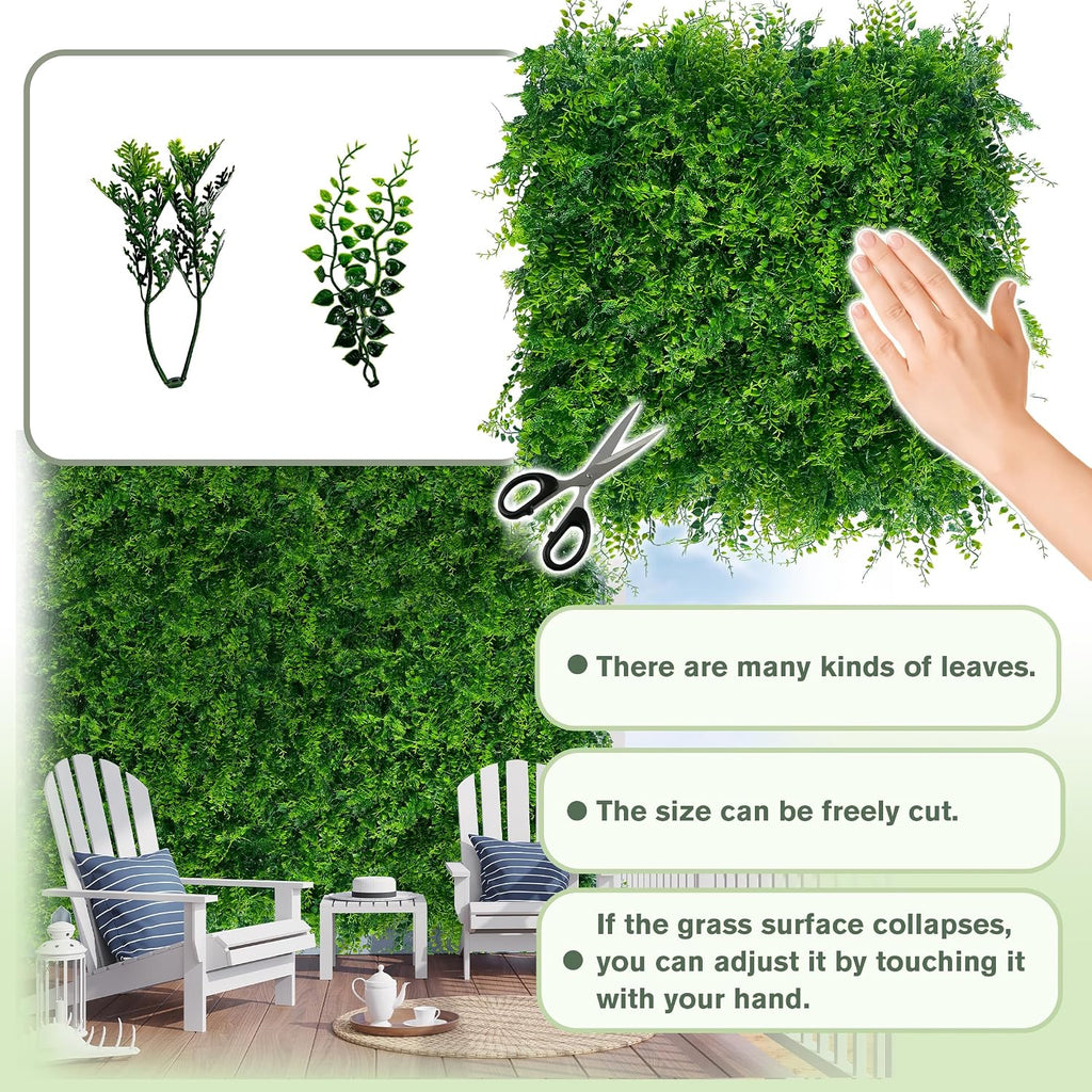 40"x120" (33.5 SQFT) Greenery Faux Grass Wall Hedge Backdrop | UV Resistant Green Leaves Faux, Garden Indoor Outdoor