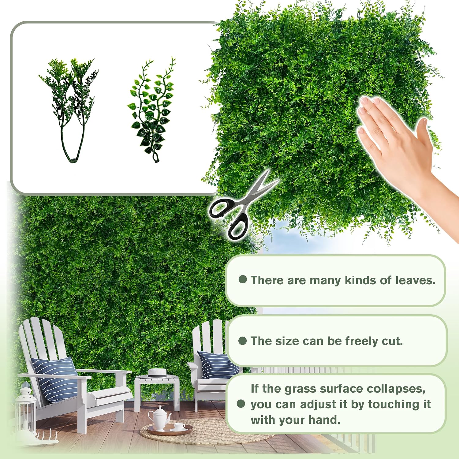 40"x120" (33.5 SQFT) Greenery Faux Grass Wall Hedge Backdrop | UV Resistant Green Leaves Faux, Garden Indoor Outdoor