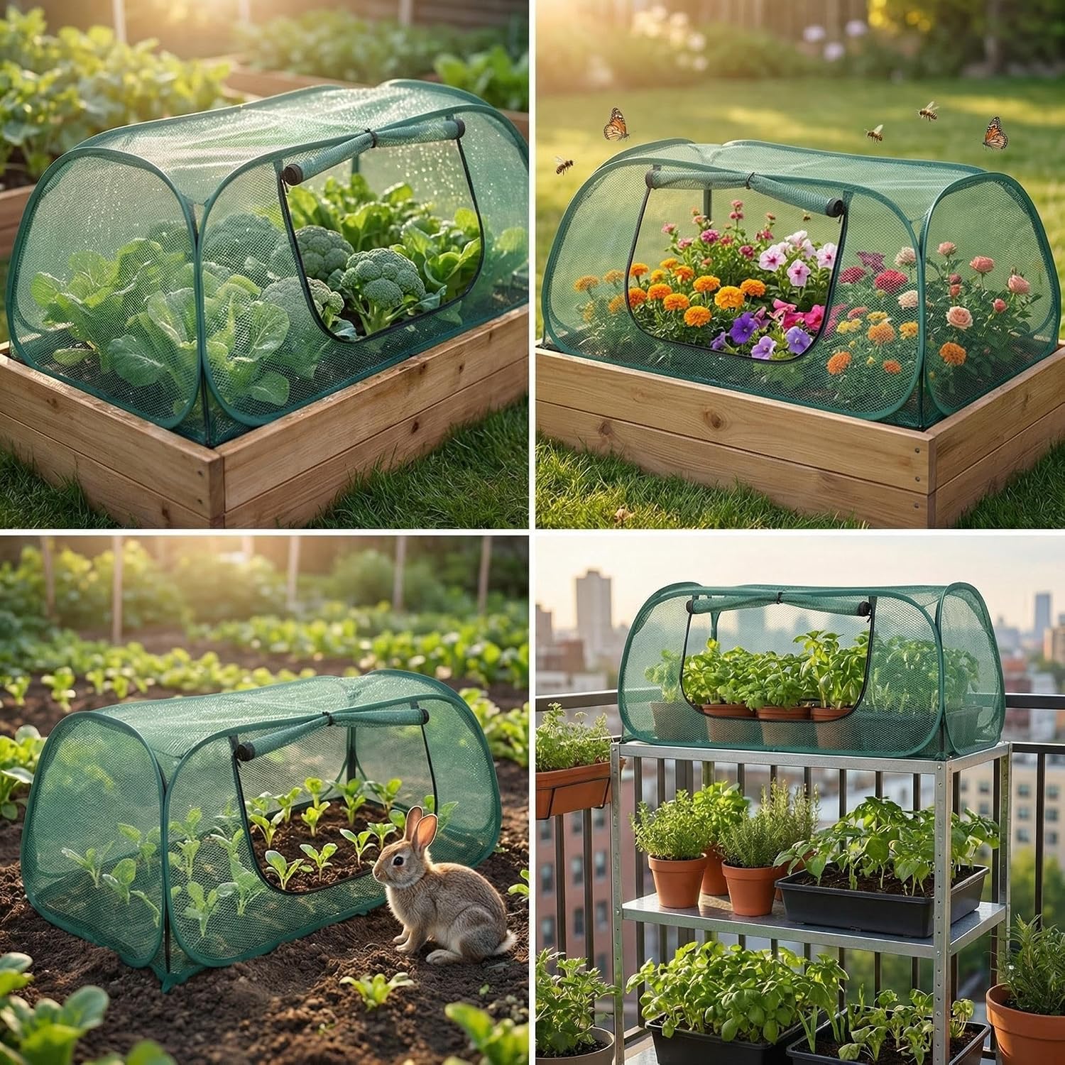 1Pack Raised Garden Bed Covers, Pop Up Mesh Plant & Vegetable Cover,30% Sunblock Plant Shade Tent, Outdoor Planter