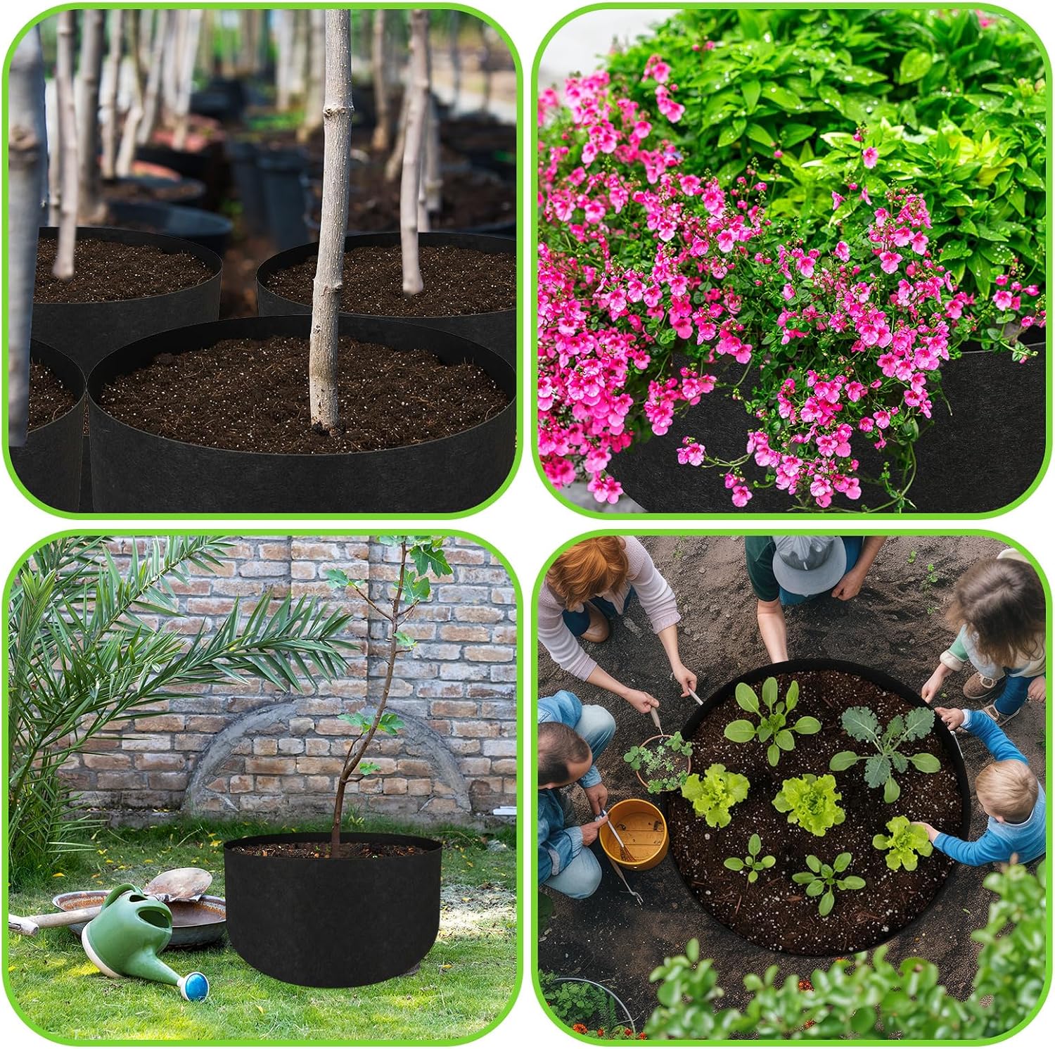Hushee 3 Pack Plant Grow Bags 50/95/100 Gallon Large Round Grow Bags Raised Garden Beds Planters Pots Heavy Duty Fabric