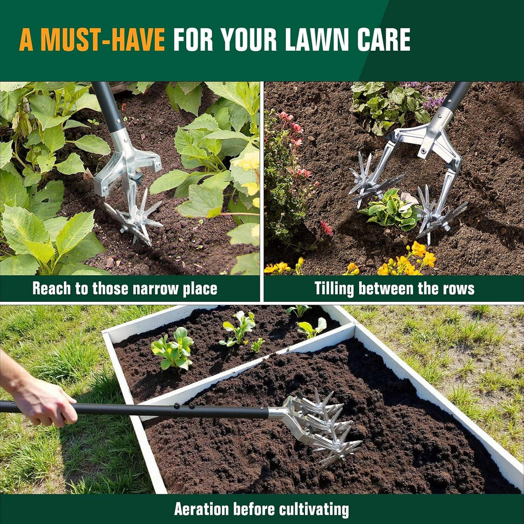 Altdorff Rotary Cultivator Garden Tool for Gardening and Lawn(61''), Rotary Hand Tiller with Detachable Thicker