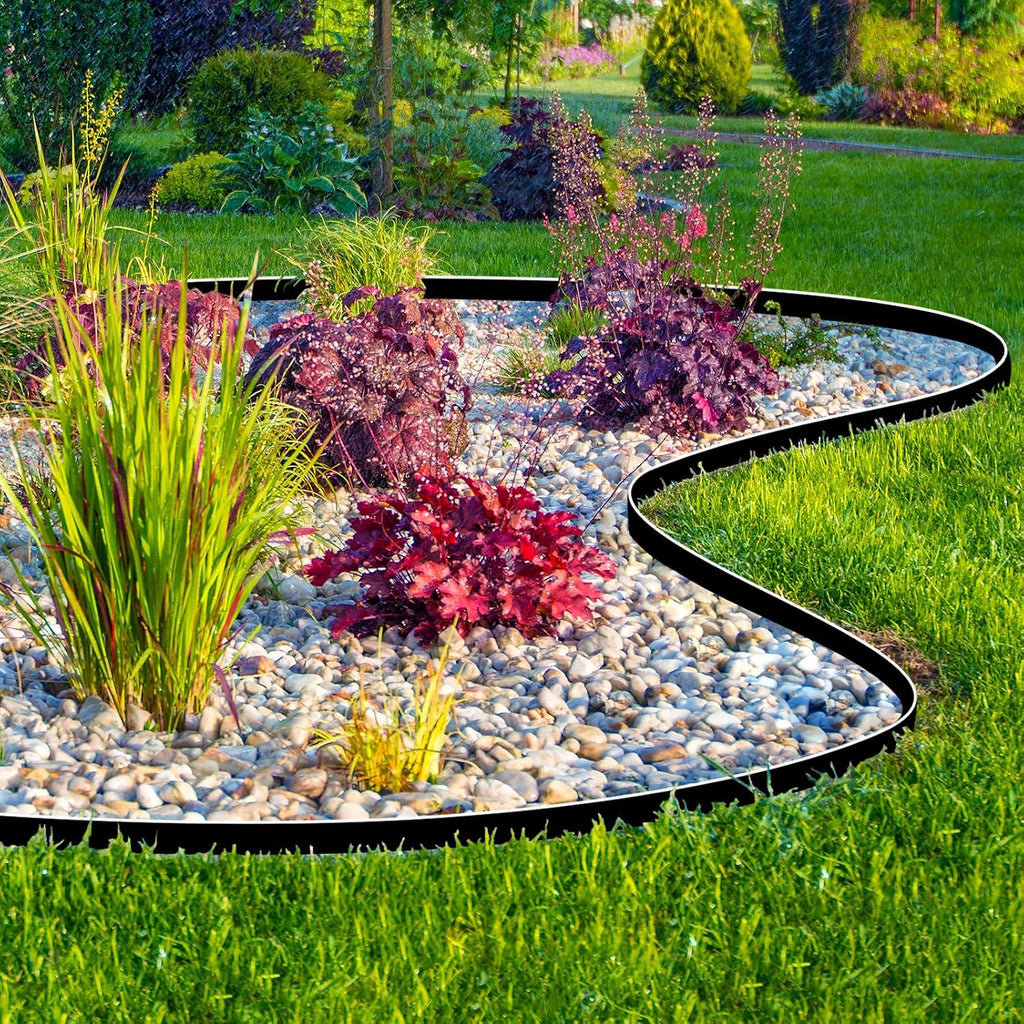 4 Inch Tall 66 FT Garden Edging Kit with 90pcs Spikes, Plastic Edging for Landscaping