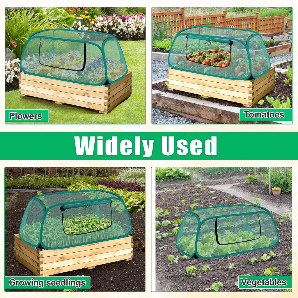 2P Pop Up Garden Cover, Mesh Pop-Up Plant Garden Raised Bed Cover | 44" x 19" x17", Foldable for Vegetable/ with 10