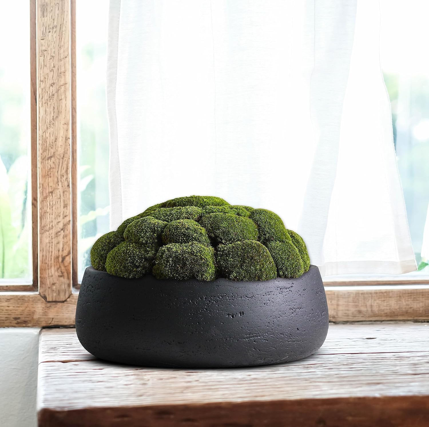 Olly & Rose Copenhagen Large Ceramic Planter Bowl Shallow Plant Pot - Matt Black Flower Pot Indoor and Outdoor Garden