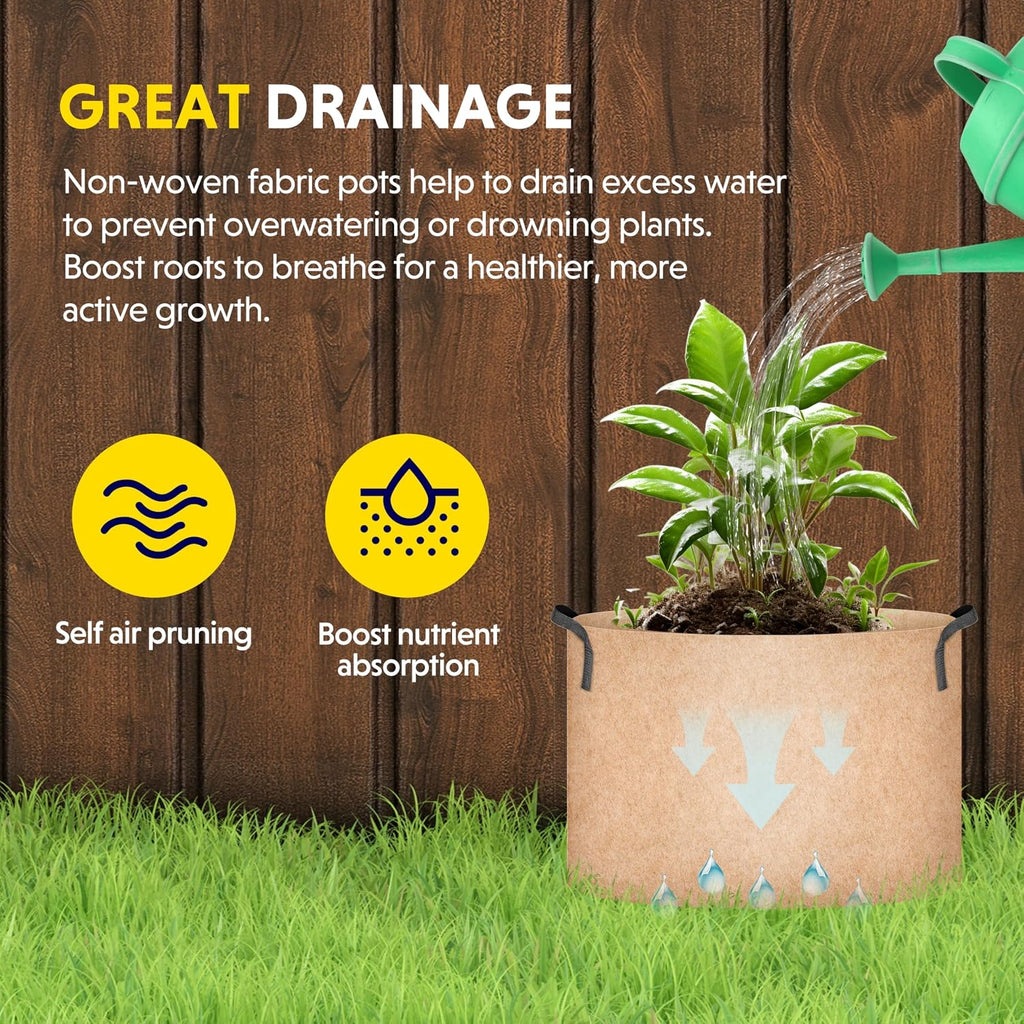 Simple Deluxe 12 Pack 7 Gallon Grow Bags, 300G Vegetable/Flower/Plant Fabric Pots with Handles, Heavy Duty Thickened