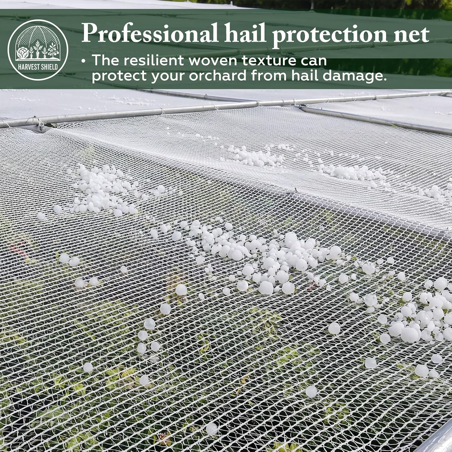 SATINIOR Garden Netting 16.3x10 Ft, Hail Netting, Heavy Duty Bird Net, Plant Protective Woven Mesh with Storage Bag, UV