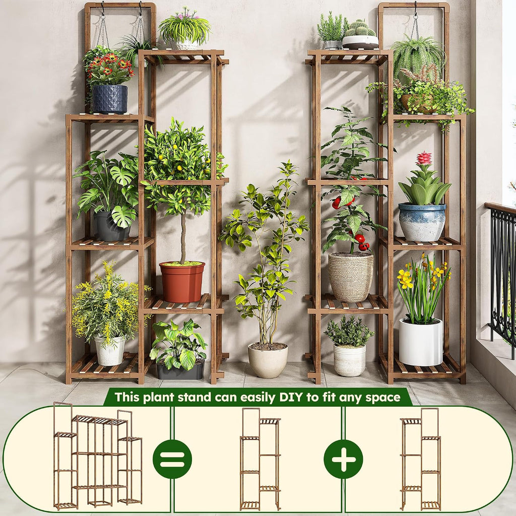 EnHomee 56" W Large Plant Stand with 13 Tiers, Living Room and Patio | Holds 18–22 Pots, Plant Lovers, Carbonized