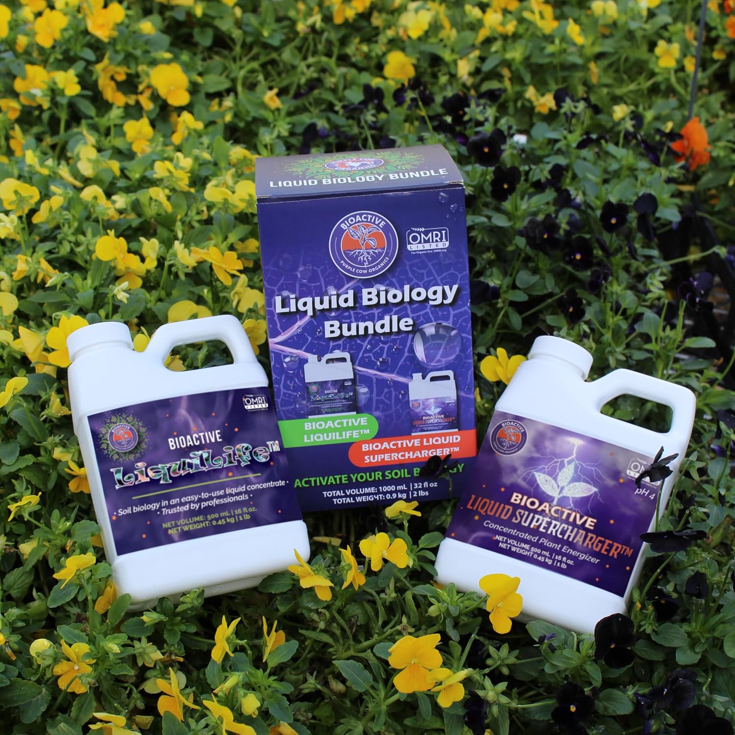 Purple Cow Organics Liquid Biology Bundle Concentrate - Indoor/Outdoor, Plant Growth Stimulator, Soil Conditioner