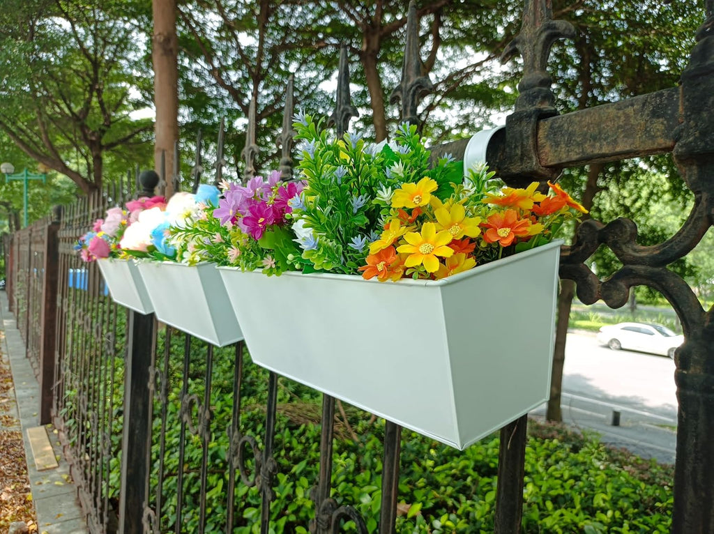 3 Pcs Large Hanging Flower Pots for Railing Or Fence 16 Inch Railing Planter Box for Any Balcony, Porch or Deck