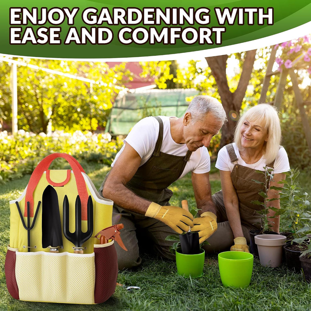 10 Pcs Gardening Tool Set for Women, Rust-Resistant Steel, Tote Bag | Garden Tools Set for Plant Care, Digging