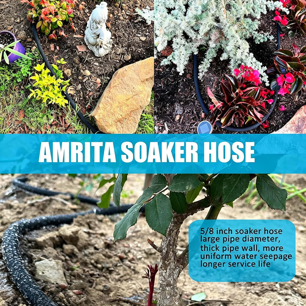 AMRITA Soaker Hose 5/8" 75FT 1 Pack Garden Drip Hoses Aluminum Couplings | Soaker Hose for Foundation Watering,Garden