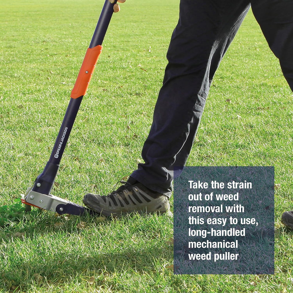 Spear & Jackson Weed Puller, Stand-Up Mechanical Garden Tool with Stainless Steel Claws and Long Nylon Fiberglass Handle