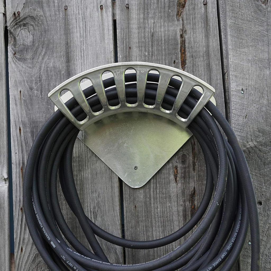 Kings County Tools Hose Reel for Outside, 13” x 5.25” x 9.75” | Heavy Duty Aluminum Hanger Wall Mount for 100ft 1/2"