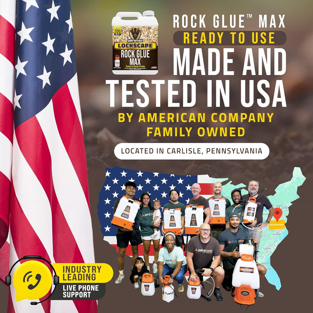 PetraMax Lockscape Ready to Use Rock Glue for Landscaping 1 Gallon USA-Made | Ready to Spray Pea Gravel Glue & Mulch