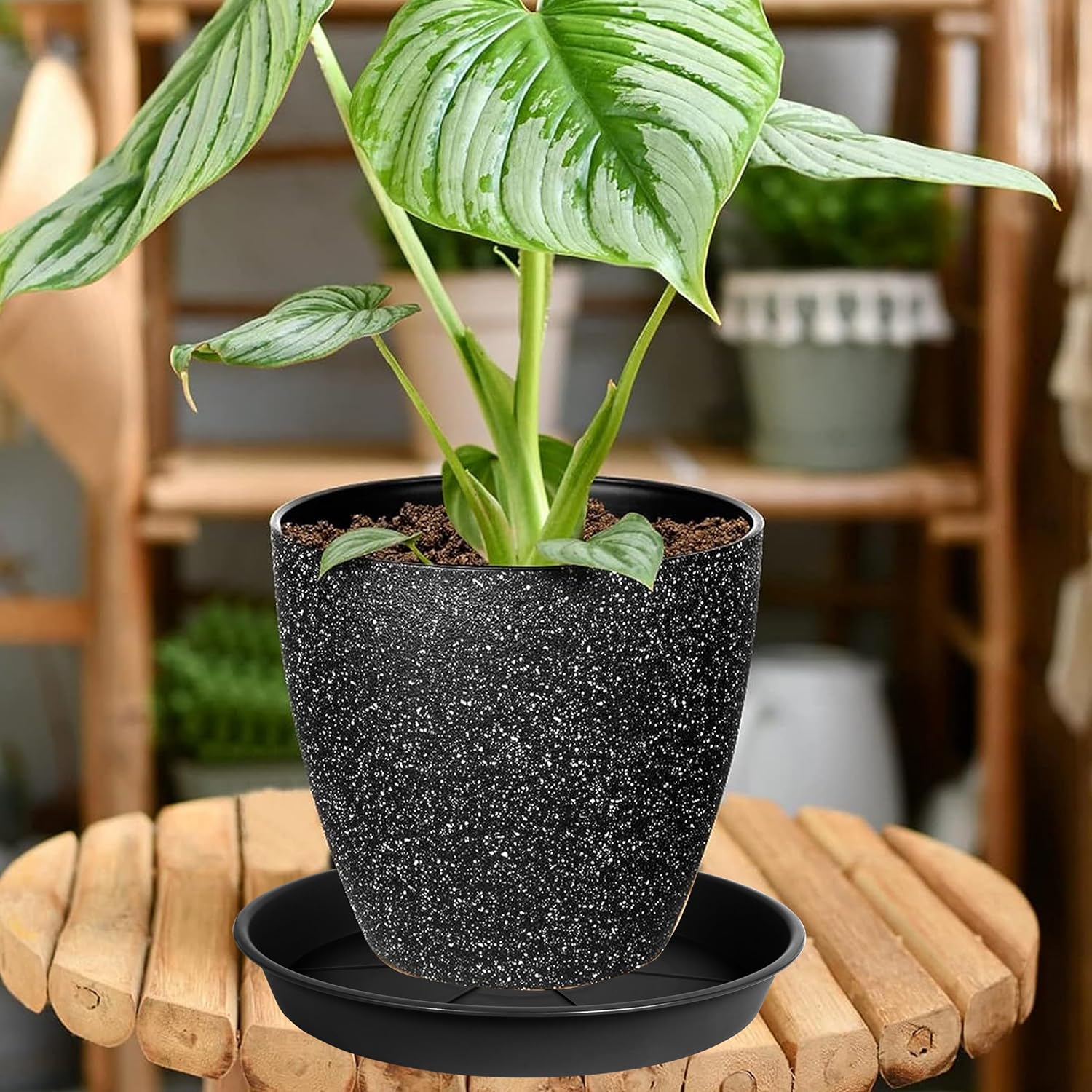 OVZILKI 3 Pack of Plant Saucer Tray 16 inch, Heavy Duty Plastic Pot Plant Drip Trays Saucers for Indoors Outdoor, Plant