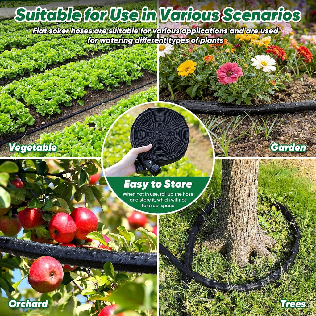 Garden Hose 50 ft, Leakproof Design Soaker Hose, Water Hose With Drip Irrigation System, 1/2 Linkable Consistent Drip