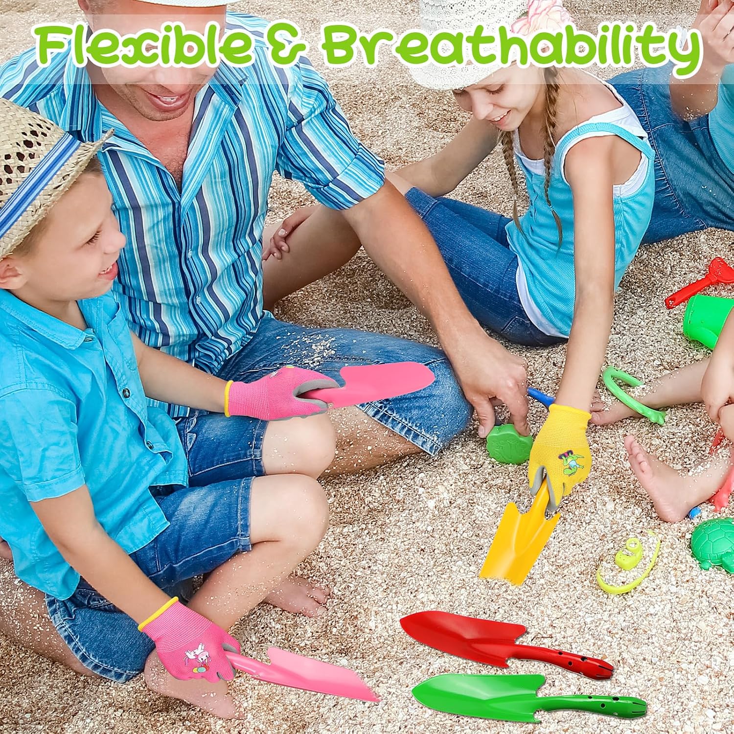 Gisafai 24 Pcs Mini Colorful Metal Hand Shovel and Glove Set Shovel Spade Gloves Digging Trowel Set Kids Gardening