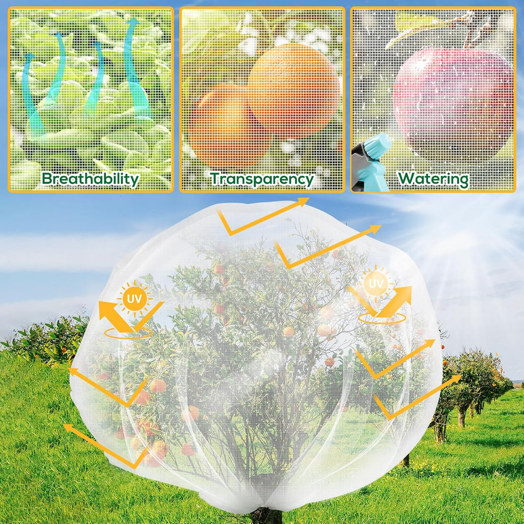 2 Pack 7 x 6 ft Fruit Tree Netting Covers with Drawstring | Ultra-Fine Mesh Garden Insect & Bird Protection Cover
