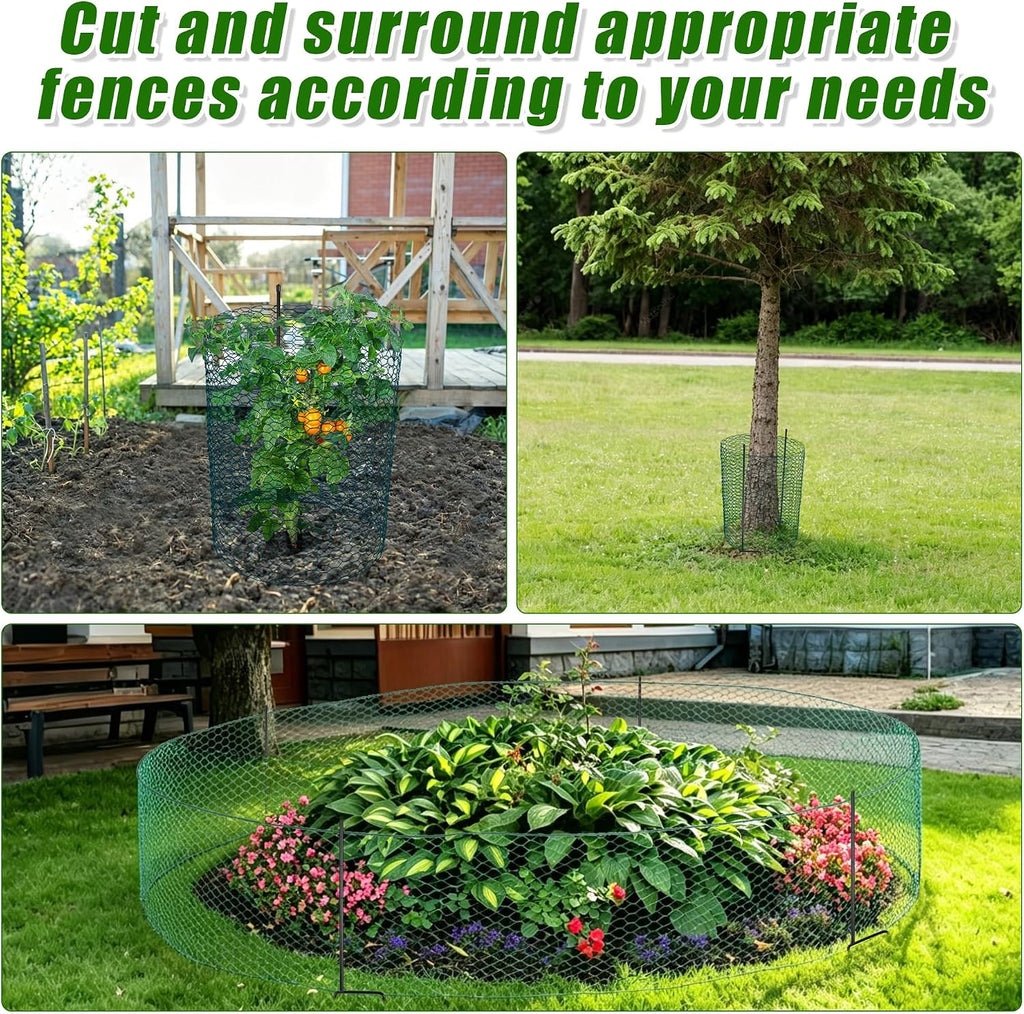 Plant Protectors from Animals for Raised Beds, Garden Chicken Wire Fencing | 4X2FT Garden Bed Fence with Metal Stakes
