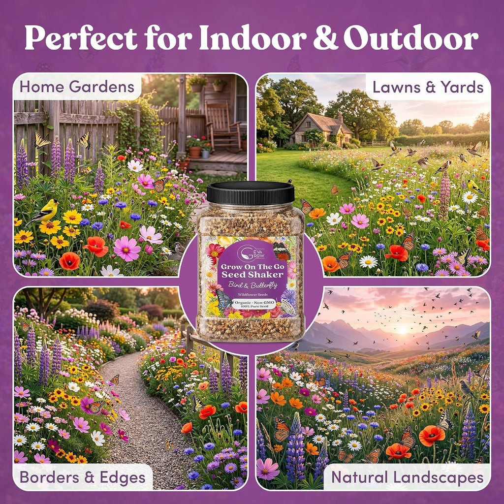 Bulk Wildflower Seed - Bird & Butterfly Garden Seed Mix | Bulk 300,000+ Annual & Perennial Flower Seeds for Planting