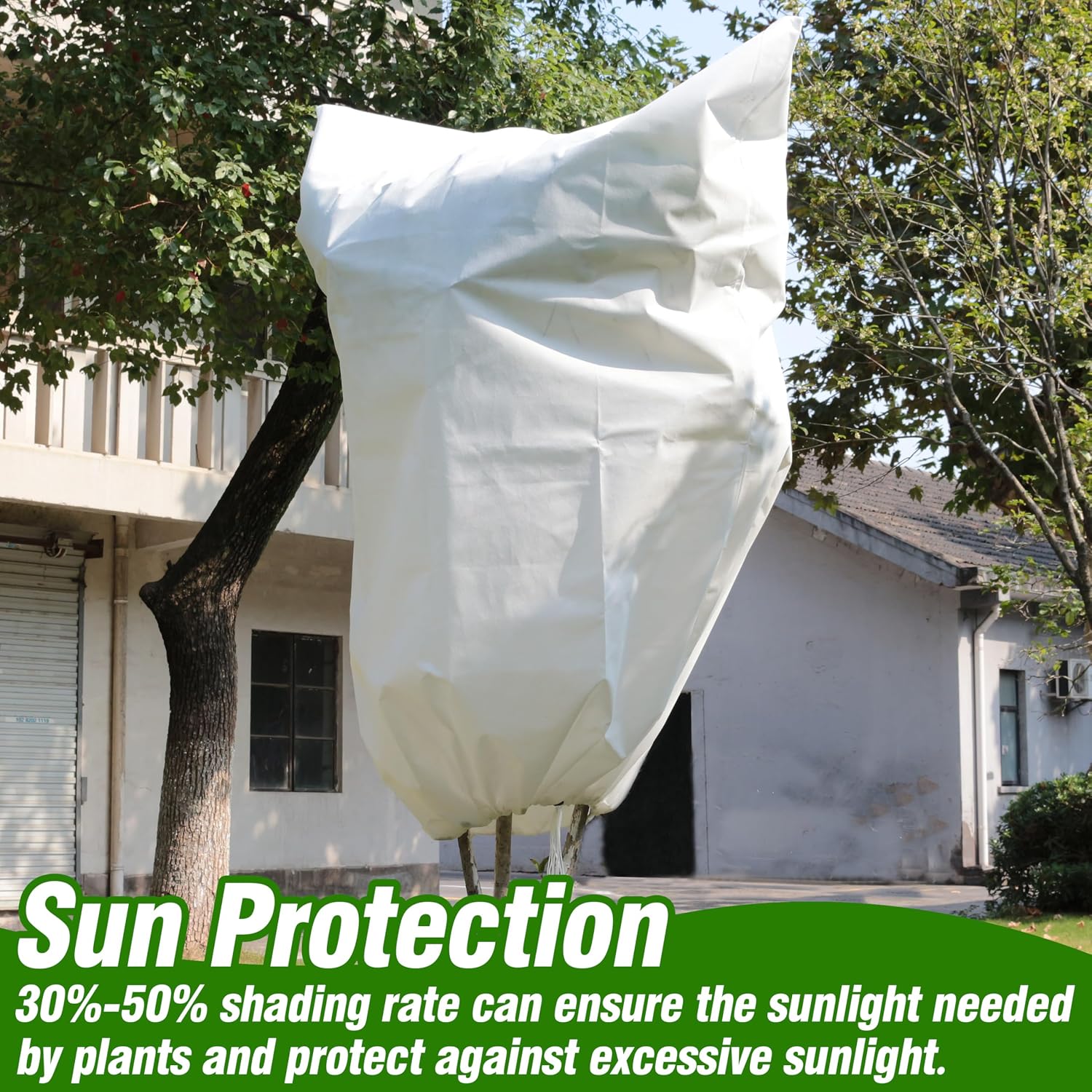 Gardzen 5-Pack Heavy Duty Plant Covers Freeze Protection, 54”×72” | Drawstring Tree Cover with Zipper, Winter Freeze