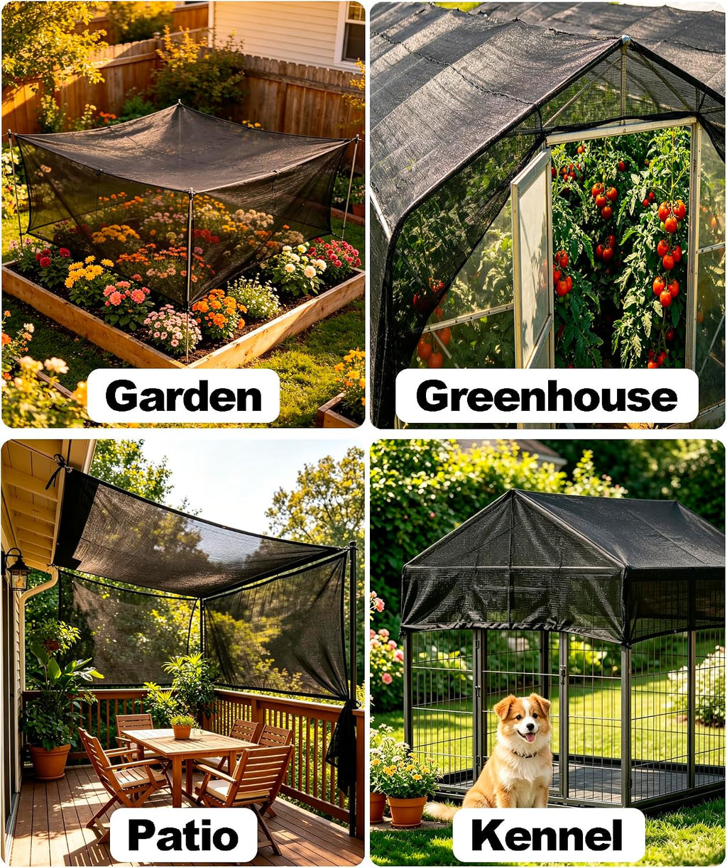 40%-50% Black Shade Cloth for Garden, 10x14FT Sun Block Mesh Tarp | Sun Shade Cover for Plants Cover, Greenhouse
