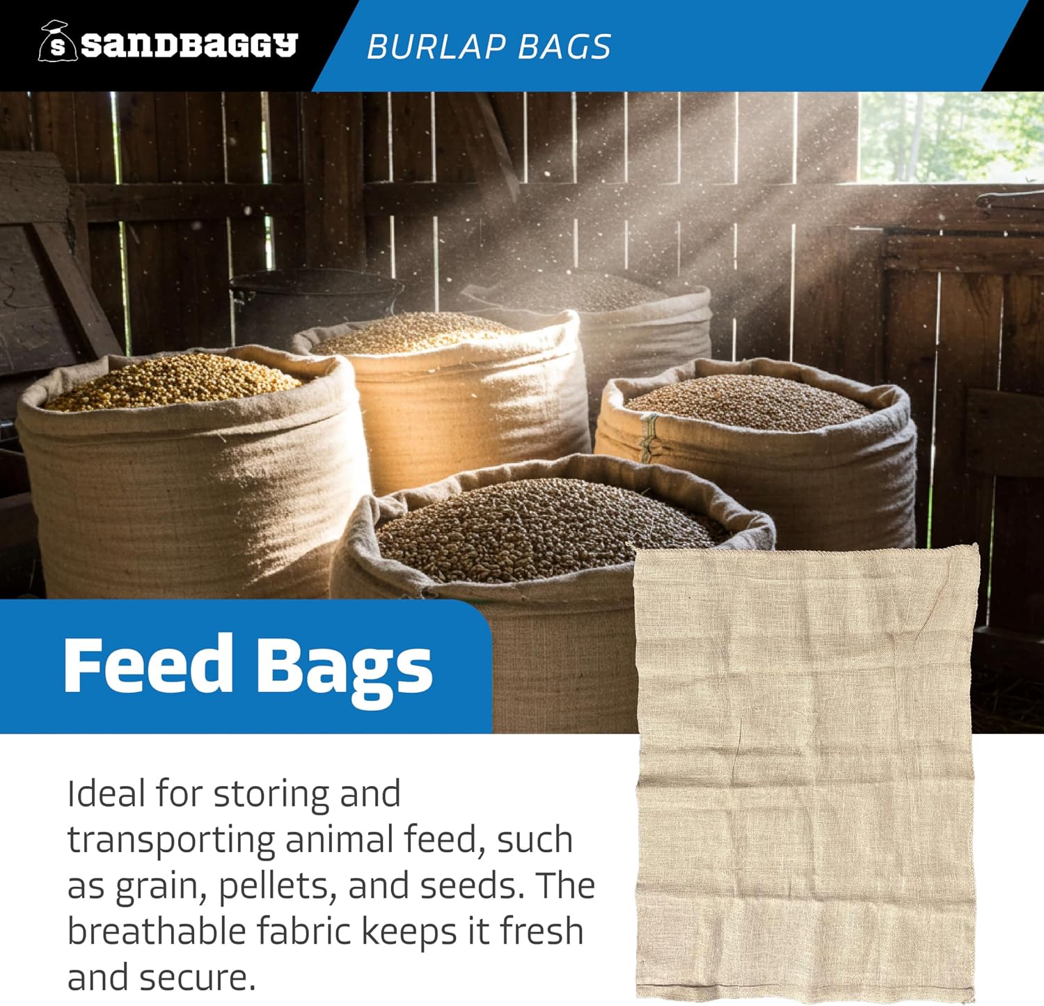 Sandbaggy 36" x 48" Extra Large Burlap Bags - Adult Potato Sack Racing, Grow, Plant Covers - Reusable Grocery Bags