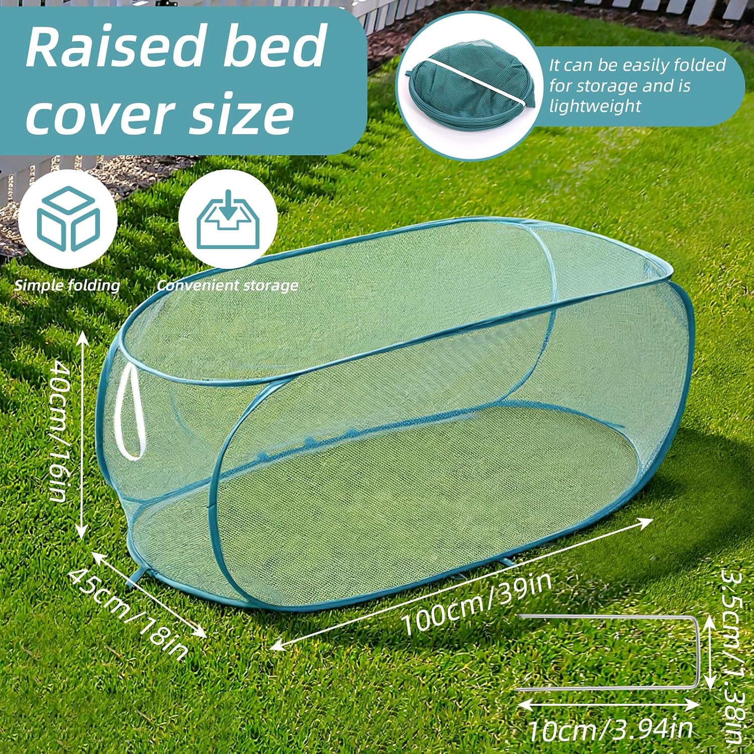 Molain 4 Pcs Pop Up Garden Plant Covers, 39" x 18" x 16" Mesh Plant Protector Net with 32 Ground Stakes Foldable