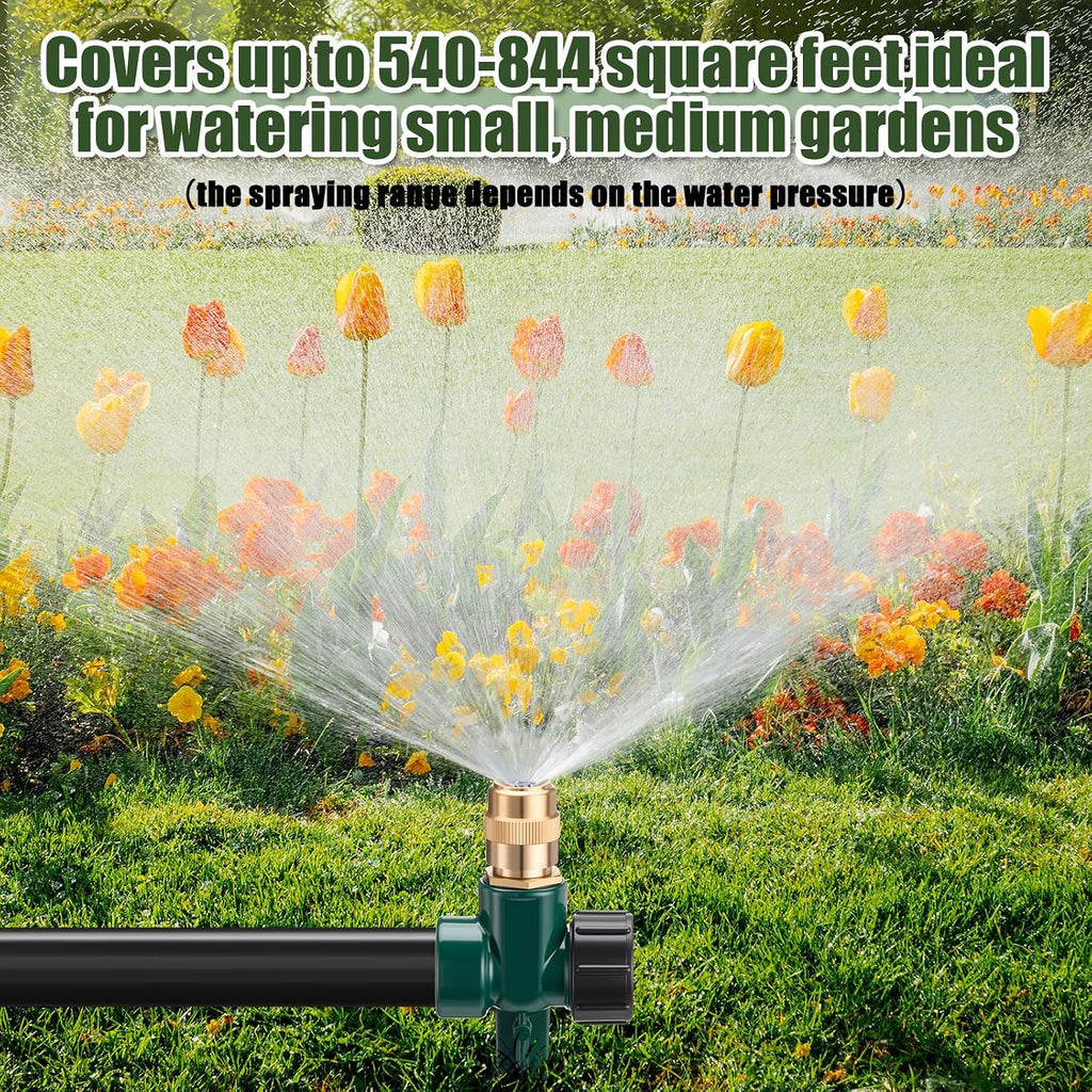 Tioncy 4 Pack Metal Lawn Sprinkler Automatic Garden Water Sprinkler on Spike Base 360 Degree Rotation with Adjustable