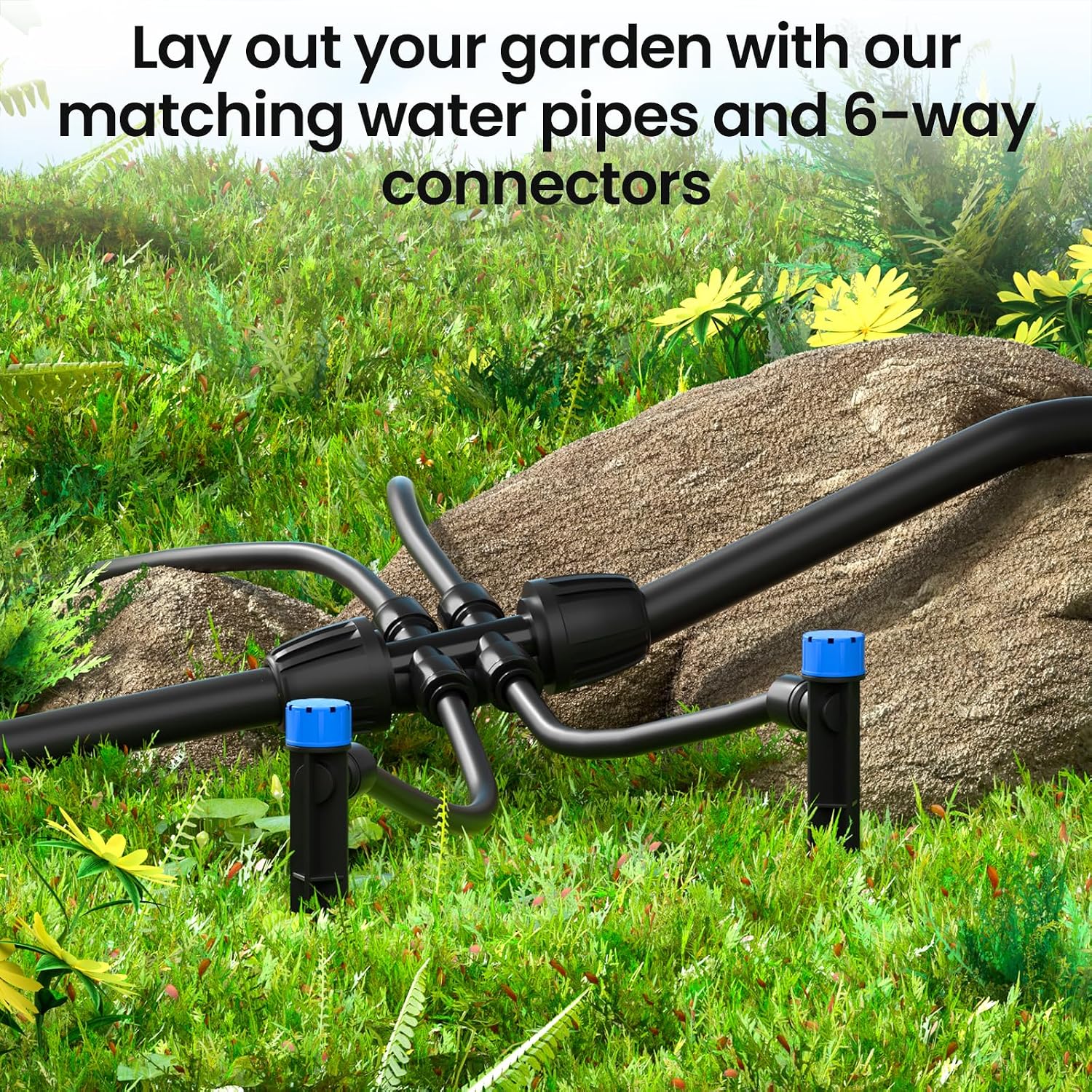 MIXC 50 FT 1/2 Inch Drip Irrigation Tubing Kit:Premium Garden and Landscape Watering System with 4 Quick Connector