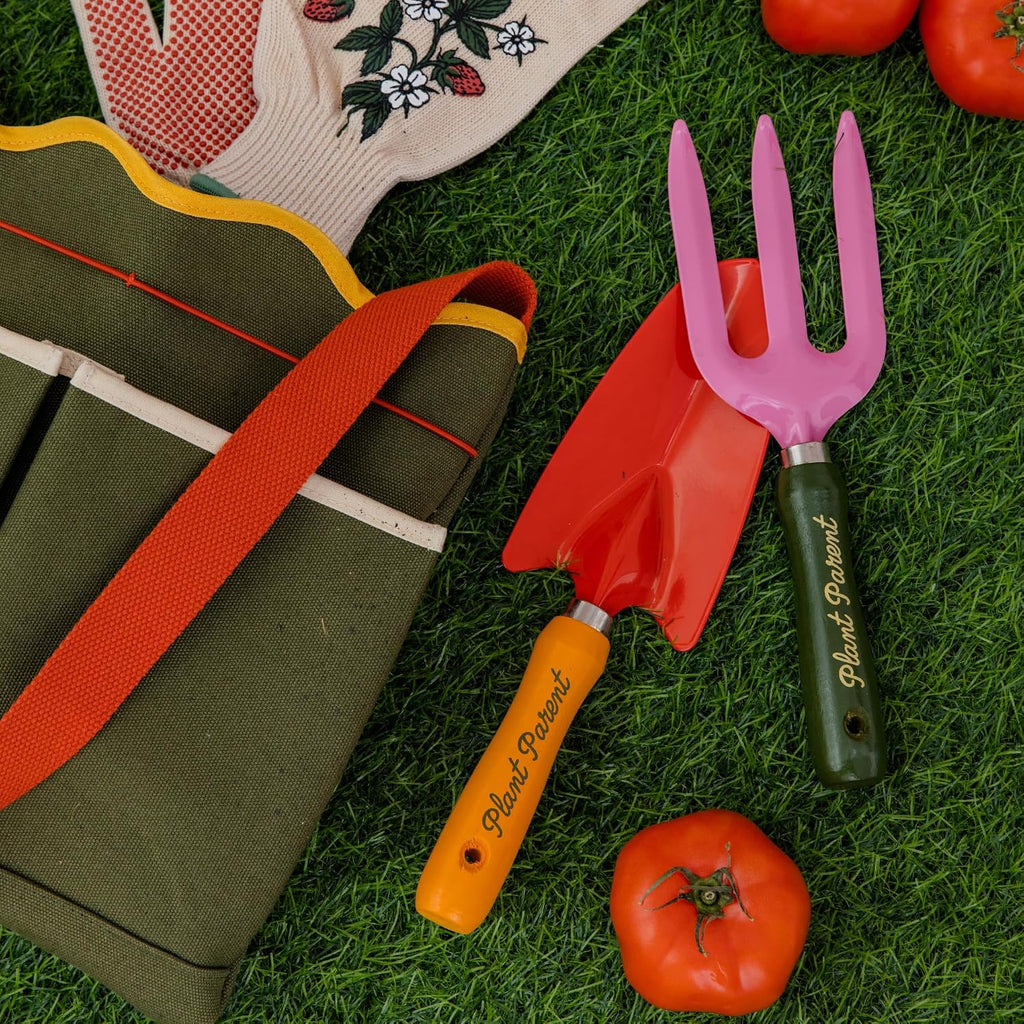ban.do Garden Tool Bag, Cotton Canvas Outdoor Bag with EVA Lining and Scalloped Edges, Colorblock