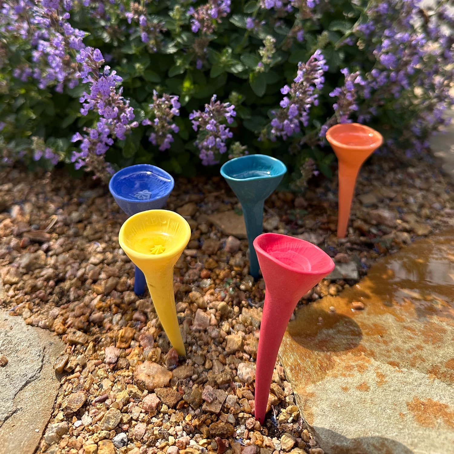 5 Pack, Bee Watering Station, 100% Handmade Porcelain, Bee and Butterfly Feeder for Garden, Outdoor Feeders for Thirsty