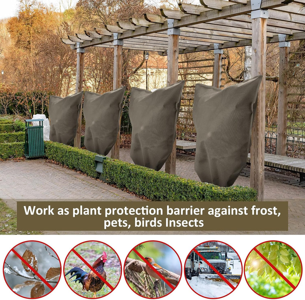 12 Packs Winter Plant Covers Freeze Protection Drawstring Tree Cover 23.62 x 31.5 in Large Reusable Frost Protection