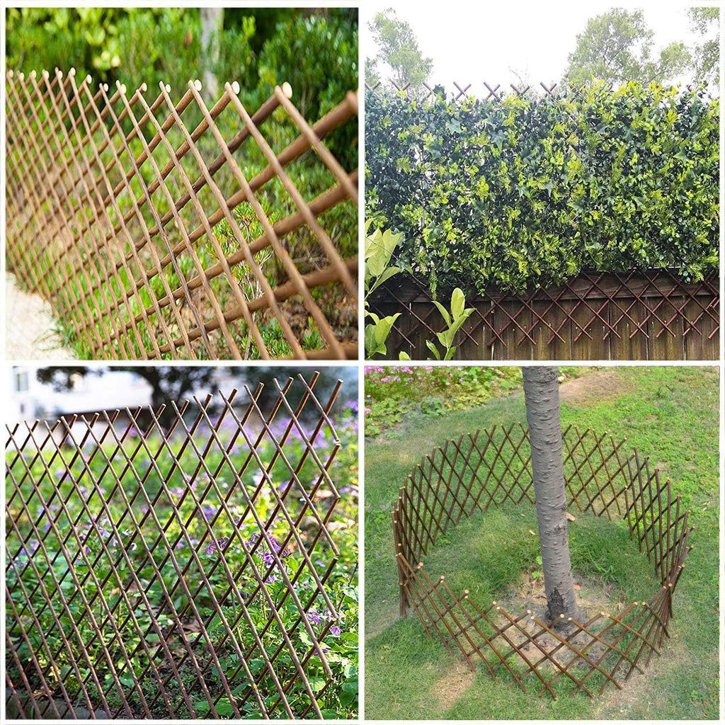 Expandable Willow Trellis for Climbing Plants Outdoors,Nature Garden Fence Lattice Panels for Outside Plant Support for