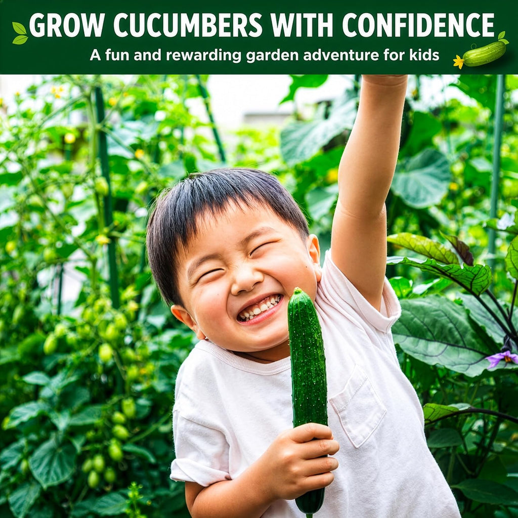 Kids Cucumber Garden Kit – Grow Your Own Cucumbers from Seeds with Greenhouse Germination Domes & Grow Rings, Non-GMO