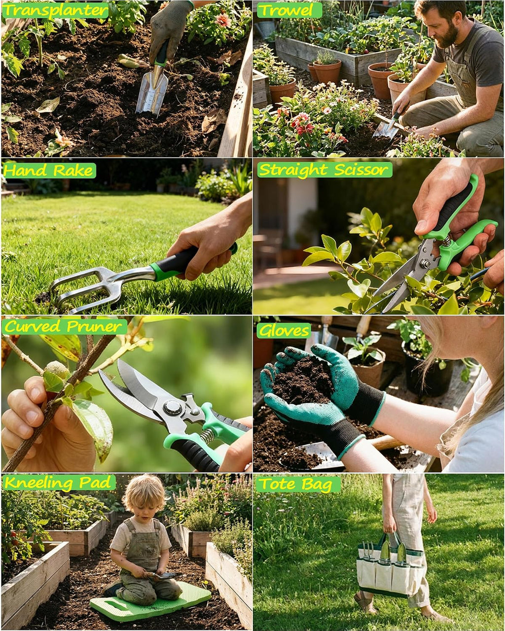 10PCS Heavy-Duty Garden Tools Set for Beginners - Rust-Proof Aluminum Garden Kit with Soil Tester, Repotting Mat &