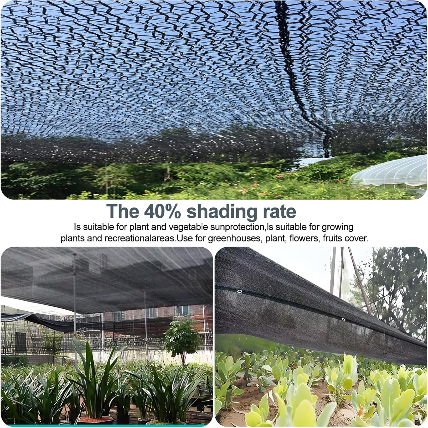 Cliselda 6x50ft Black Shade Cloth w/Grommets for Garden Mesh Tarp Sun Shade | 30% UV Resistant,Durable Netting Sunblock