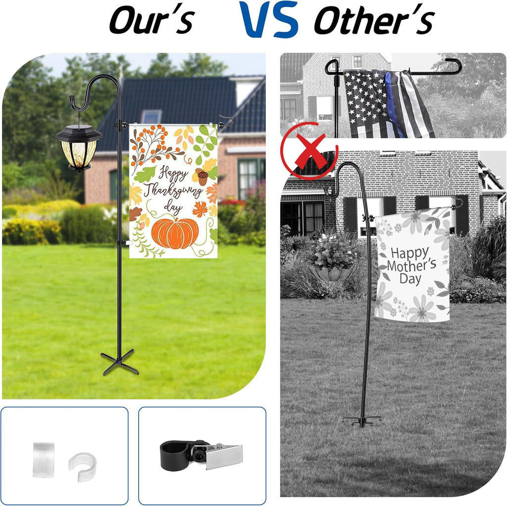 Ottsuls Garden Flag Stand, 2 Pack Heavy Duty Flag Pole Holder with Shepherd Hook for Yard Decoration, 45 INCH Sturdy