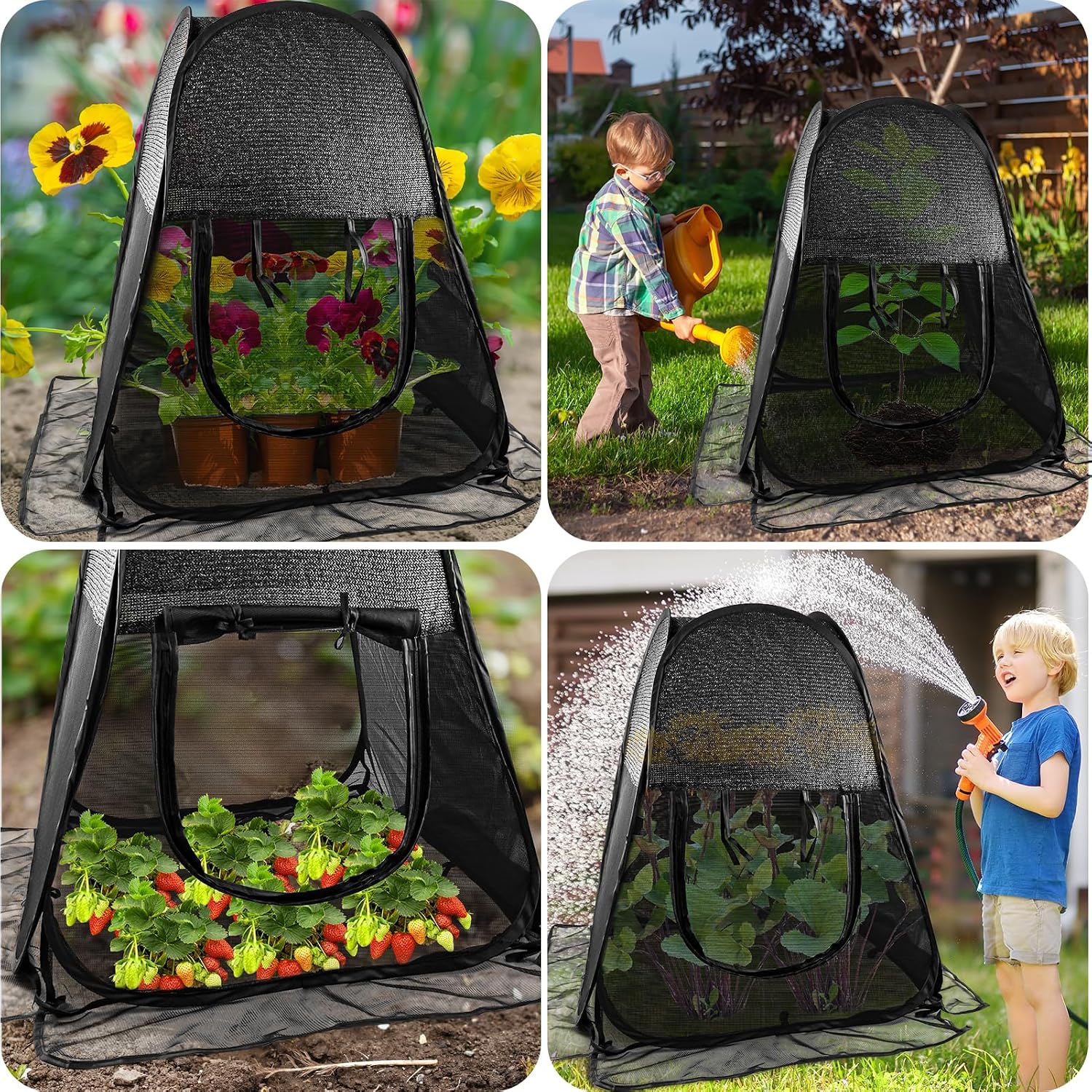 2pack Pop up Plant Shade Tent, Plant Shades for Outdoor Plants Mesh Plant Cover with 8 Stakes Pop up Sunblock Shade